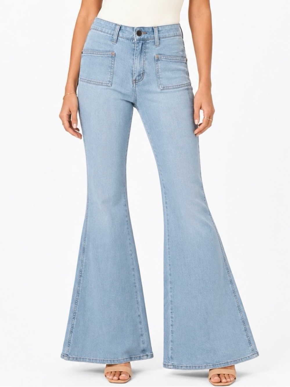 Mudd Light Wash Flare Jeans Women’s Size 11 Stretch Y2K Wide Leg Denim